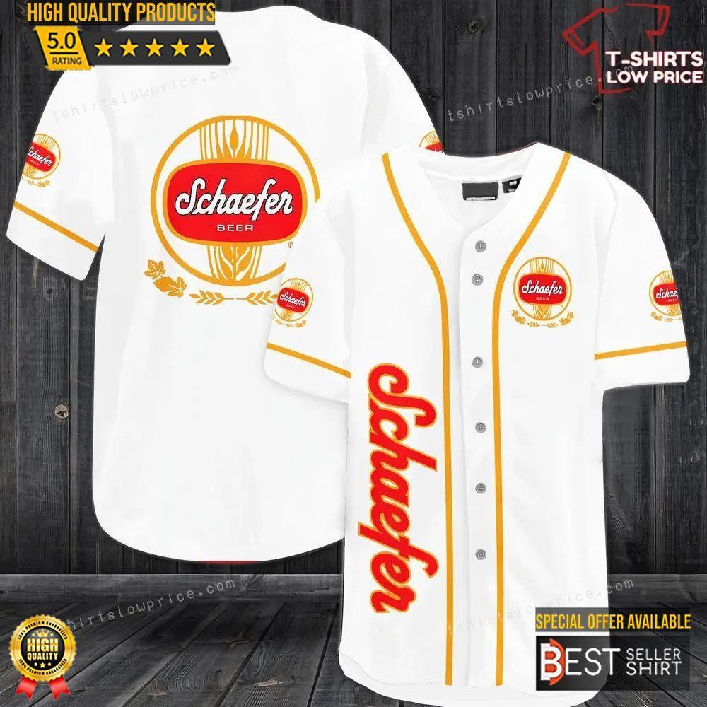 Schaefer Beer White Baseball Jersey Shirt Beer Logos Shirt Beer Brands Gift - Best Seller Shirts Design In Usa - Shirt King