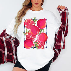 Pomegranate Graphic Shirt, Fruit Art Tee, Colorful Pomegranate Sweatshirt, Botanical Print Shirt, Summer Fruit Tee, Gift for Her