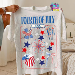 Fourth of July USA Tour Tee | Patriotic Cowboy Boots Route 66 Comfort Colors Shirt | DTG Printed 4th of July Country Graphic