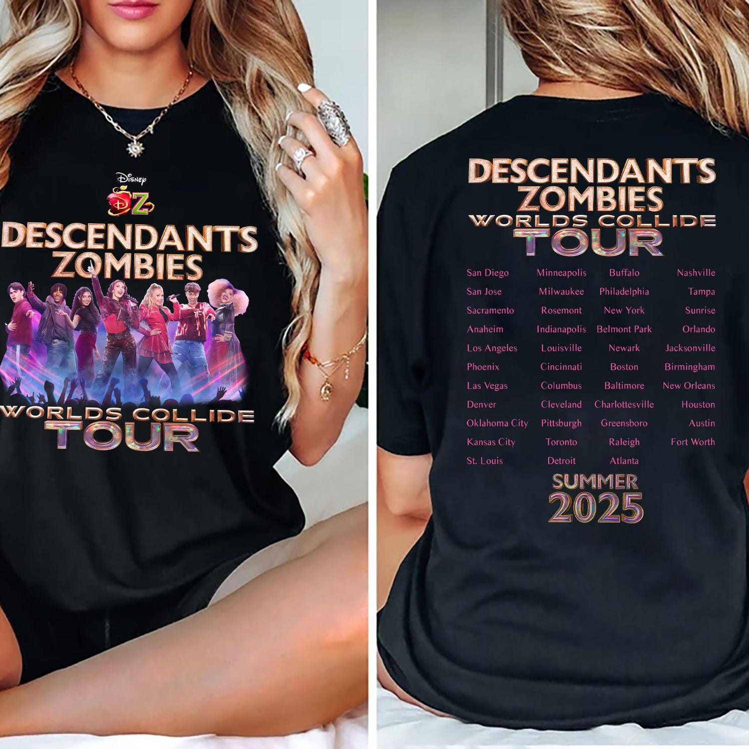 Descendants zombies worlds collide tour the rise of red characters summer music festival 2025 concert tee family trip Epcot outfit'4337774011