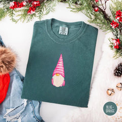 Pink Christmas Gnome Tee, Cute Holiday Gnome Shirt, Winter Cozy Graphic T-Shirt Gift