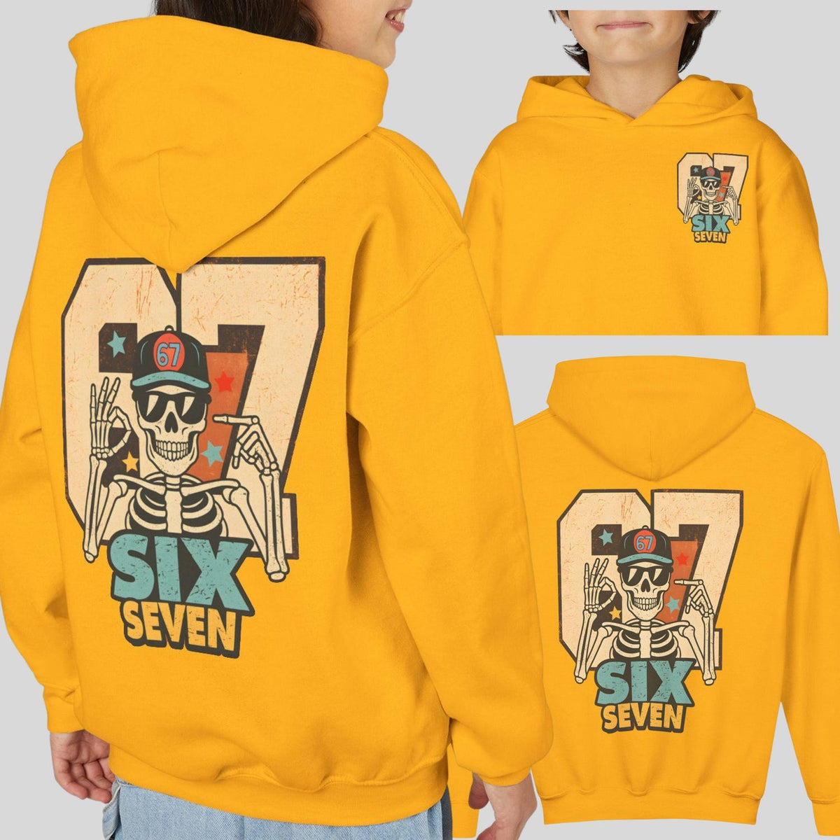 67 Hoodie Youth, Funny Skeleton 6 7 TikTok Meme Shirt, Viral Humor Hoodie, Trending TikTok Gift for Teens, Six Seven Crewneck Sweatshirt
