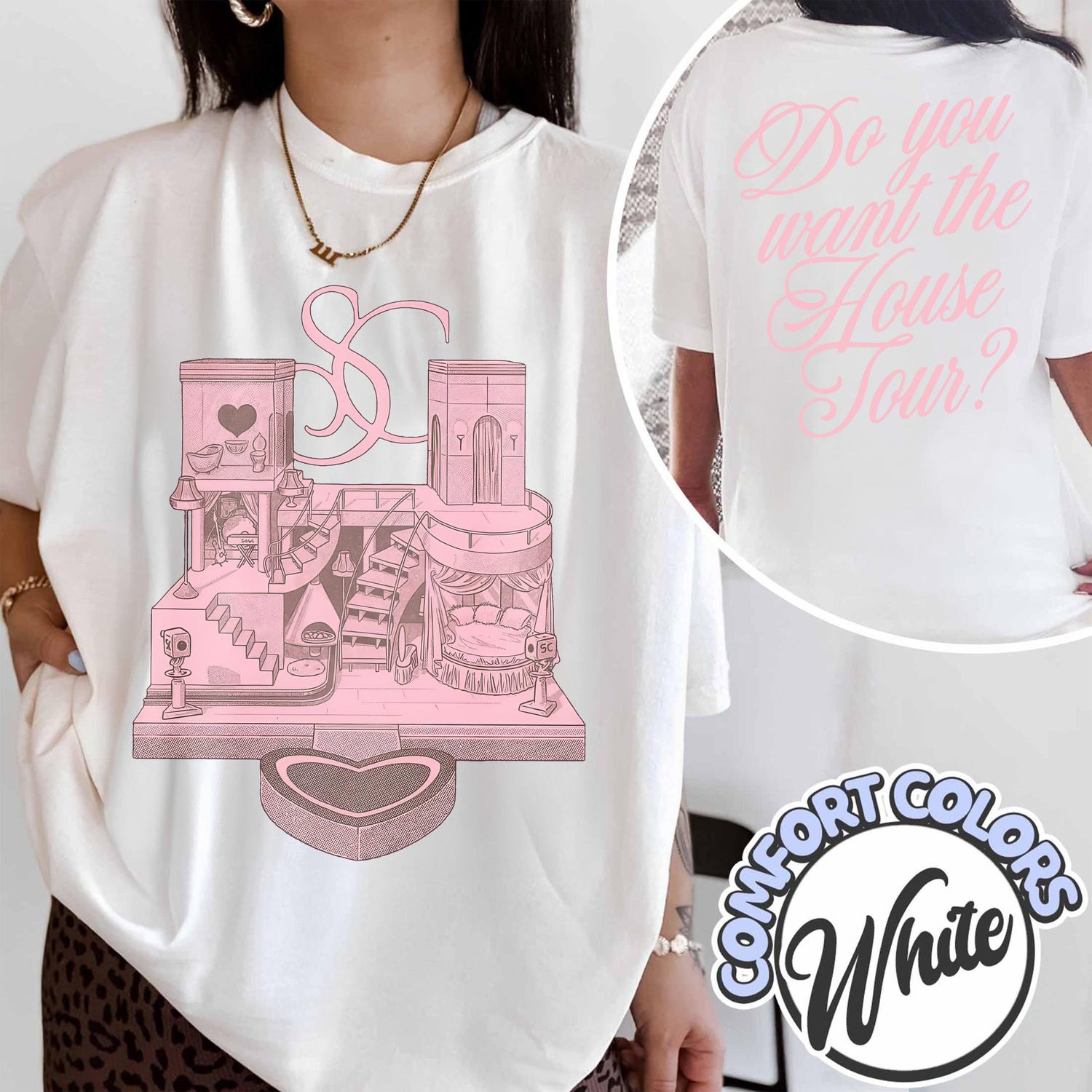 House Tour Shirt, Comfort Colors Fandom Merch Tee, Aesthetic Oversized Fan T-shirt, Double Sided Sabrina's House Tour Gift'4398453171