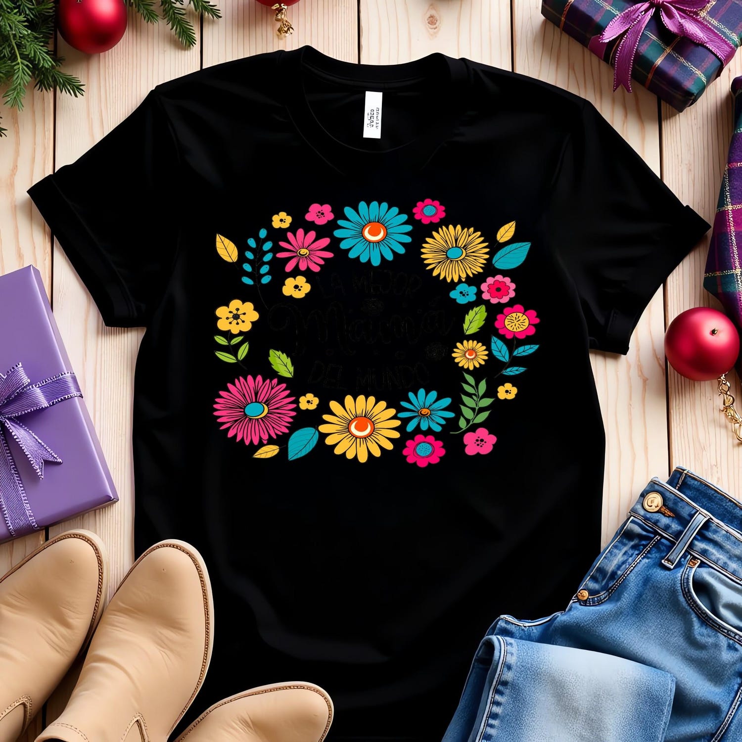 La Mejor Mama Del Mundo Floral Shirt, Latina Mom Gift, Mothers Day Shirt, Spanish Mom Tee, Wildflowers Shirt, Mexican Tee, Mother's Day