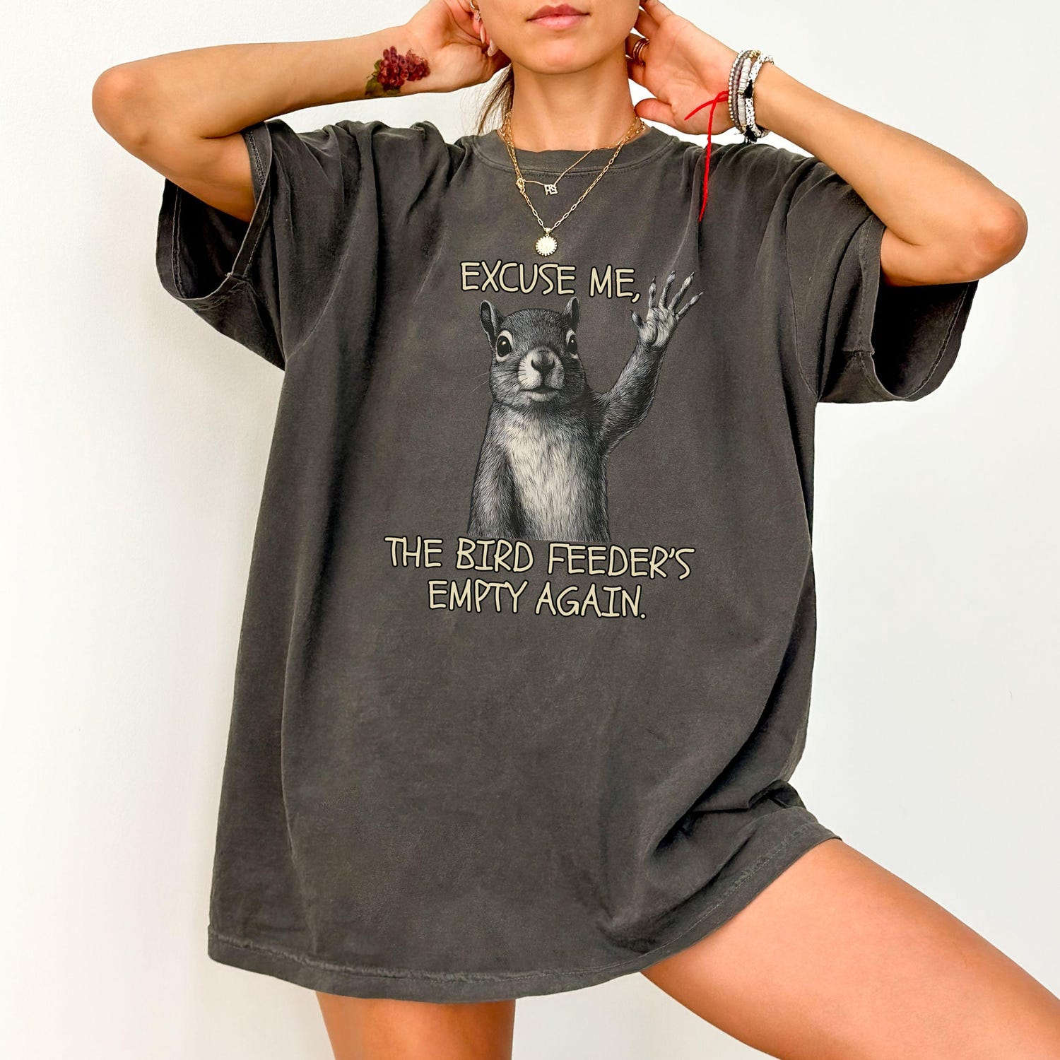 Funny Squirrel Shirt for Bird Lovers,  Bird Feeders Empty Again Tee, Hummingbirds Feeder Gift, Bird Feeder T shirt, Retro Squirrel T-shirt