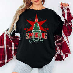 Sparkling Christmas Sweatshirt, Retro Xmas Tree Shirt, Festive Holiday Pullover, Vintage Christmas Graphic Tee, Unisex Winter Gift