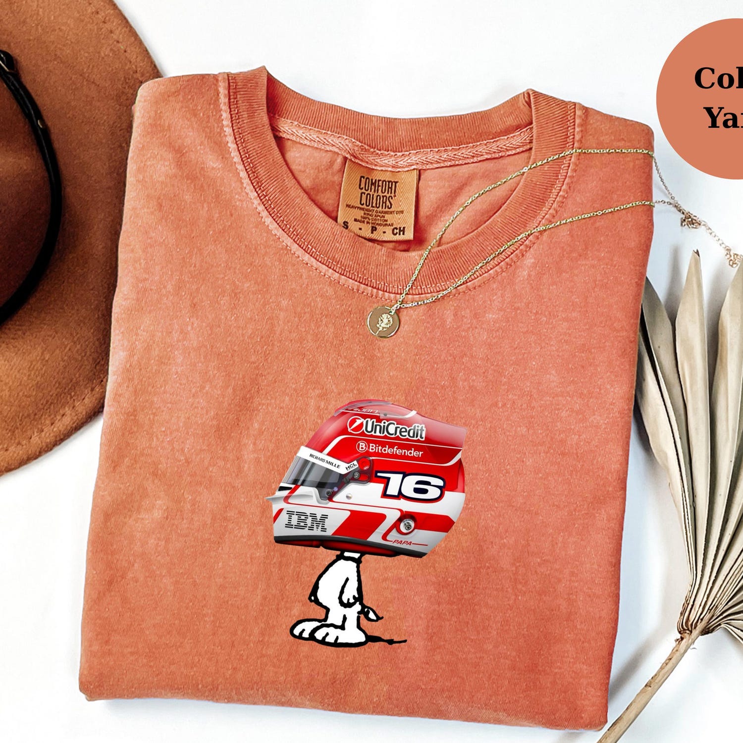 Charles Leclerc Racing Helmet Snoopy Shirt, Funny F1 Fan Crewneck, Cartoon Racer Top, Motorsport Gift, Comfort Colors Unisex Shirt