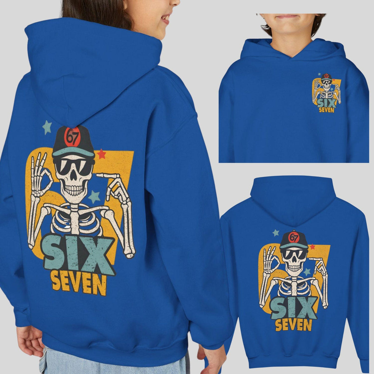 67 Hoodie Youth, Funny Skeleton 6 7 TikTok Meme Shirt, Viral Humor Hoodie, Trending TikTok Gift for Teens, Six Seven Crewneck Sweatshirt 1