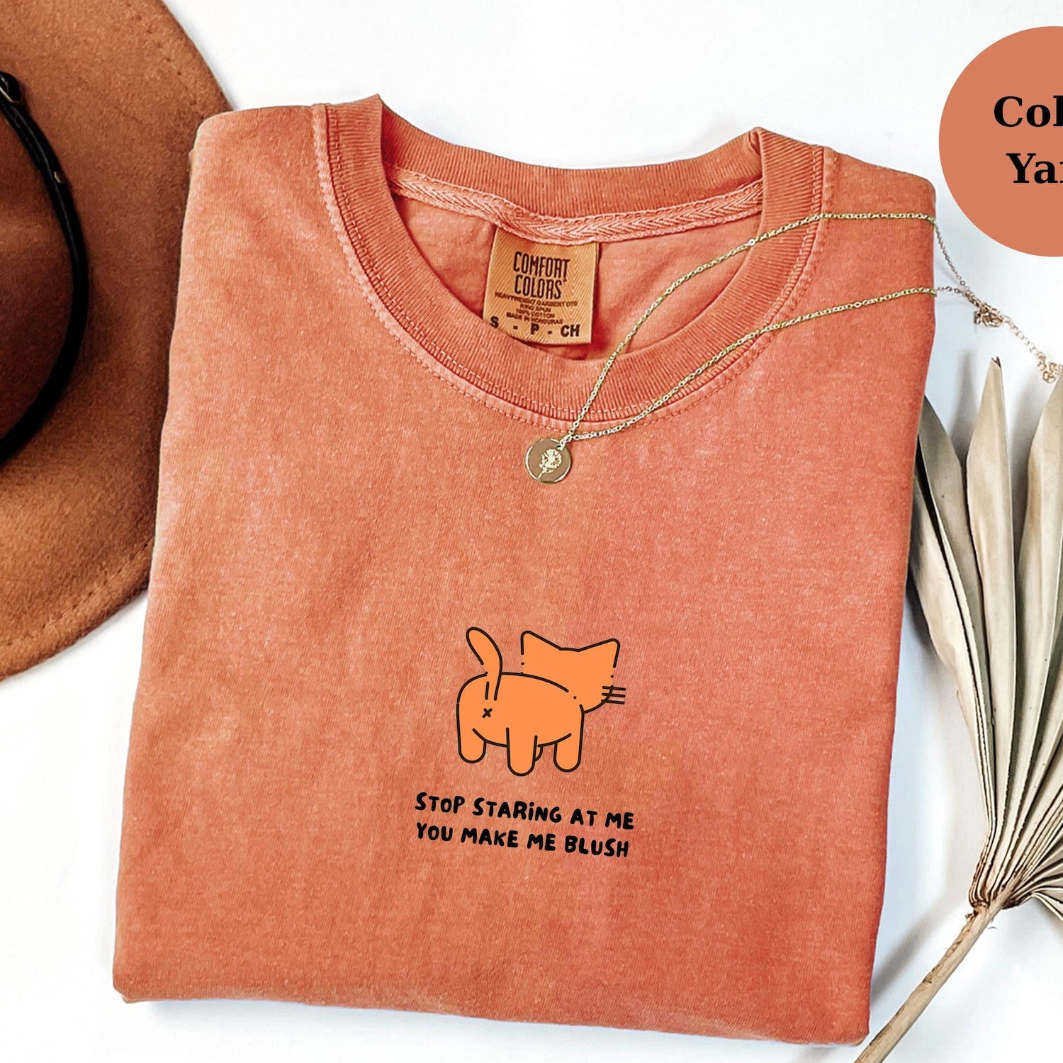 Funny Blushing Cat Comfort Colors Shirt: Introvert Graphic Tee