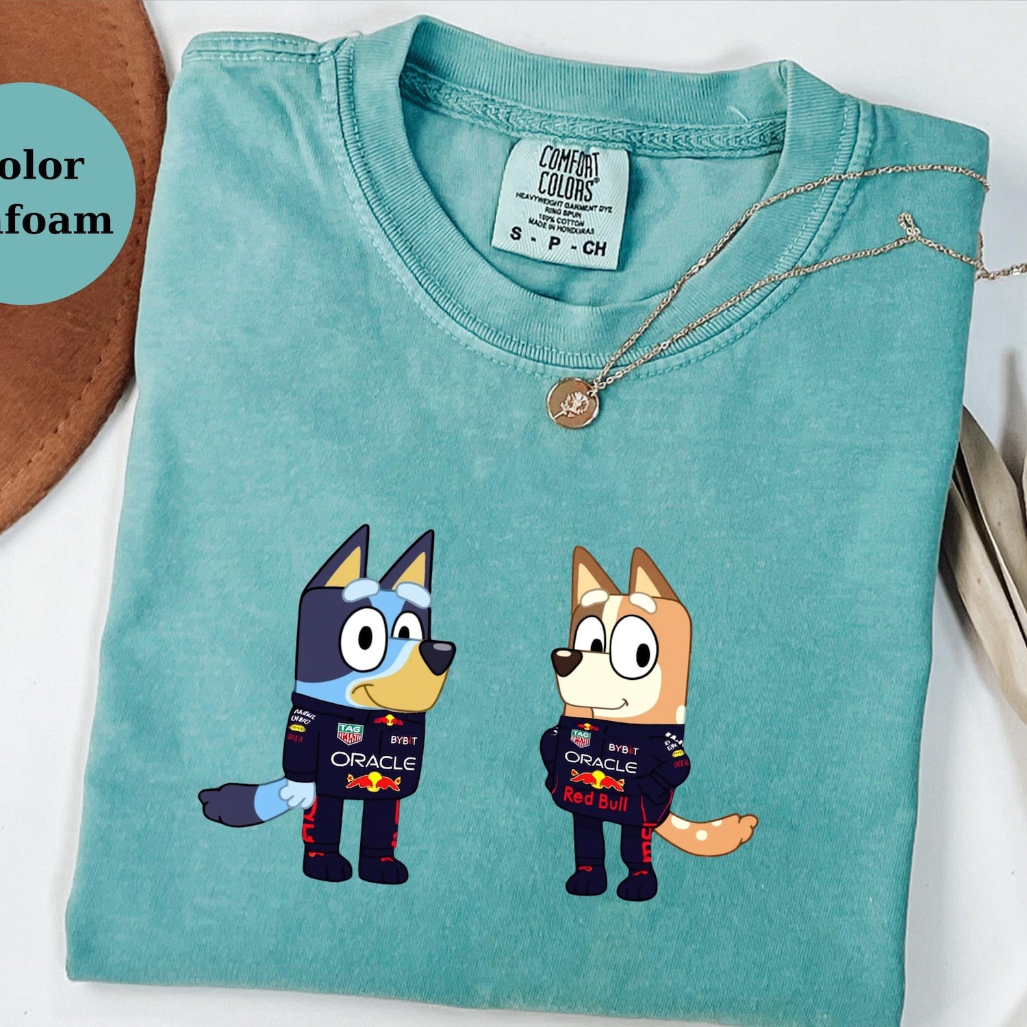 Redbull Racing Team Bluey Shirt, Funny F1 Fan Crewneck, Cartoon Racer Top, Motorsport Gift, Comfort Colors Unisex Shirt