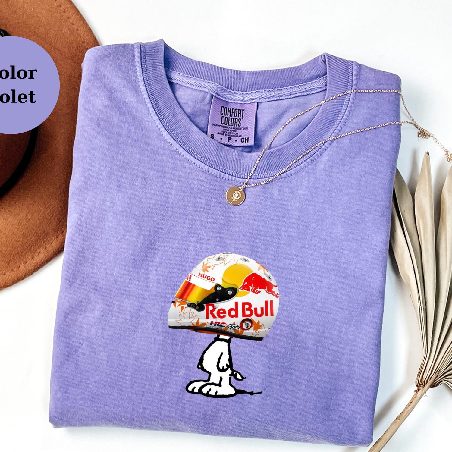 Yuki Tsunoda Racing Helmet Snoopy Shirt, Funny F1 Fan Crewneck, Cartoon Racer Top, Motorsport Gift, Comfort Colors Unisex Shirt