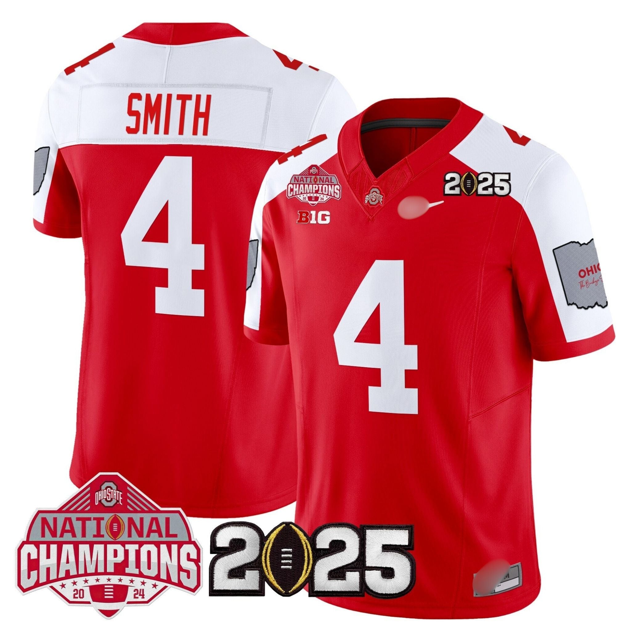 O.S Buckeyes #4 Jeremiah Smith 2025 National Champions Patch Limited Jersey