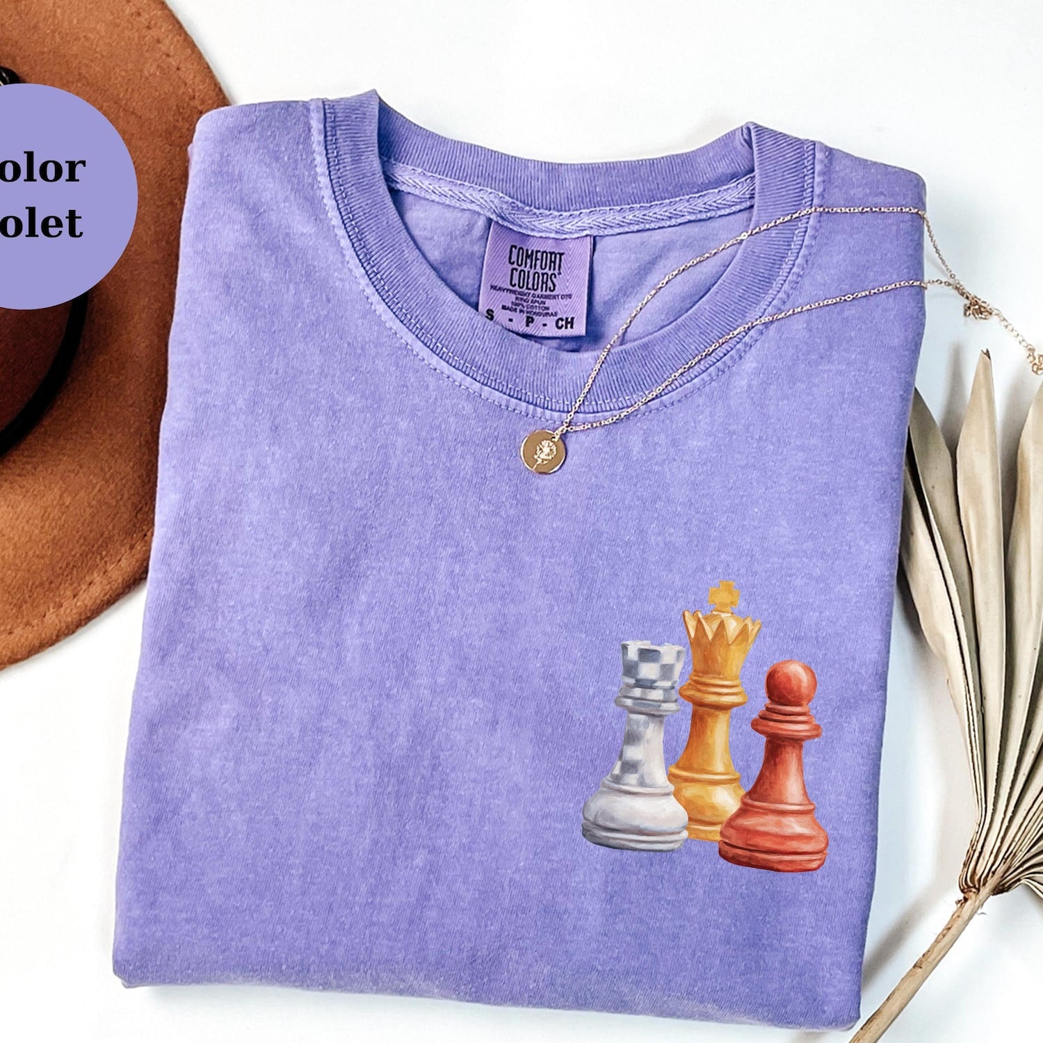 Chess Pieces T-Shirt, Colorful Chess King Queen Rook Pawn Tee
