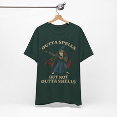 Outta Spells But Not Outta Shells Tee | Wizard Fantasy Meme Shirt'4422801075