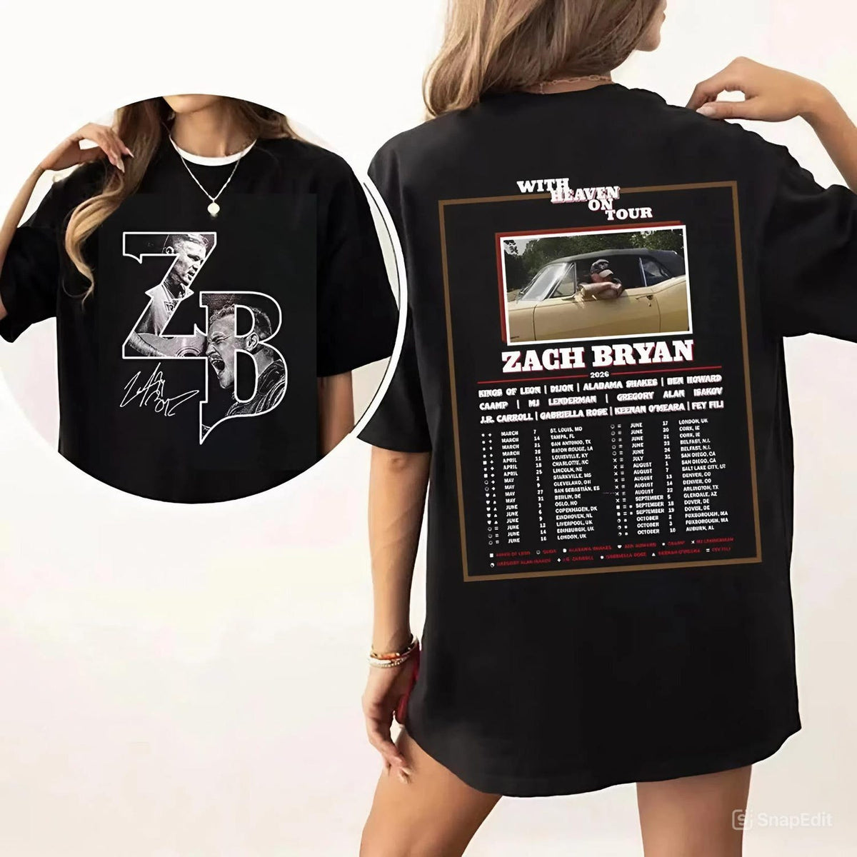 Zach Bryan Shirt, With Heaven On Tour 2026, Unisex T-Shirt Sweatshirt Hoodie, Country Music Concert Tee, Zach Bryan Fan Gift, Verson 3'4423475031