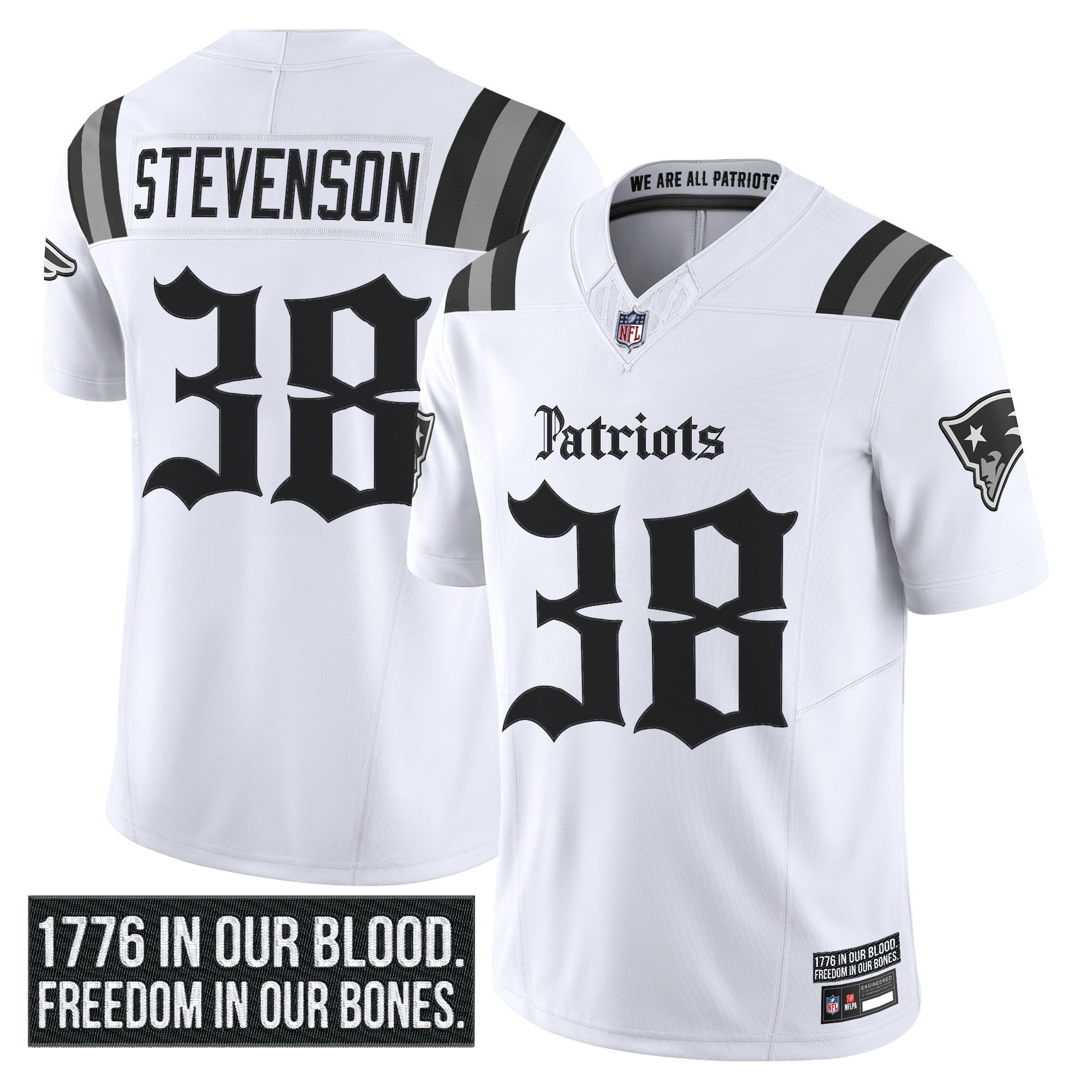 N.E Patriots #38 Rhamondre Stevenson ‘Gothic Revolution Edition’ Limited Jersey
