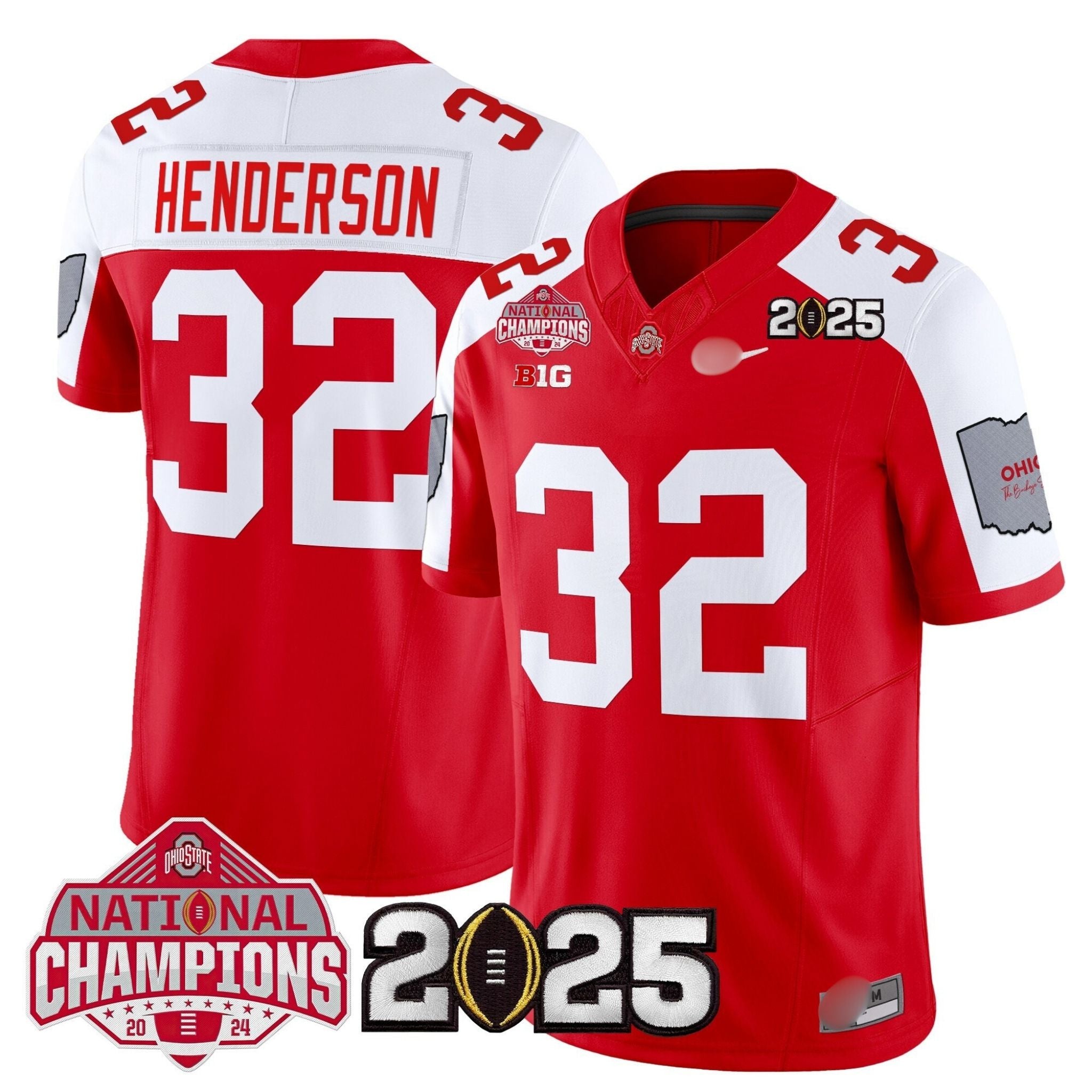 O.S Buckeyes #32 TreVeyon Henderson 2025 National Champions Patch Limited Jersey