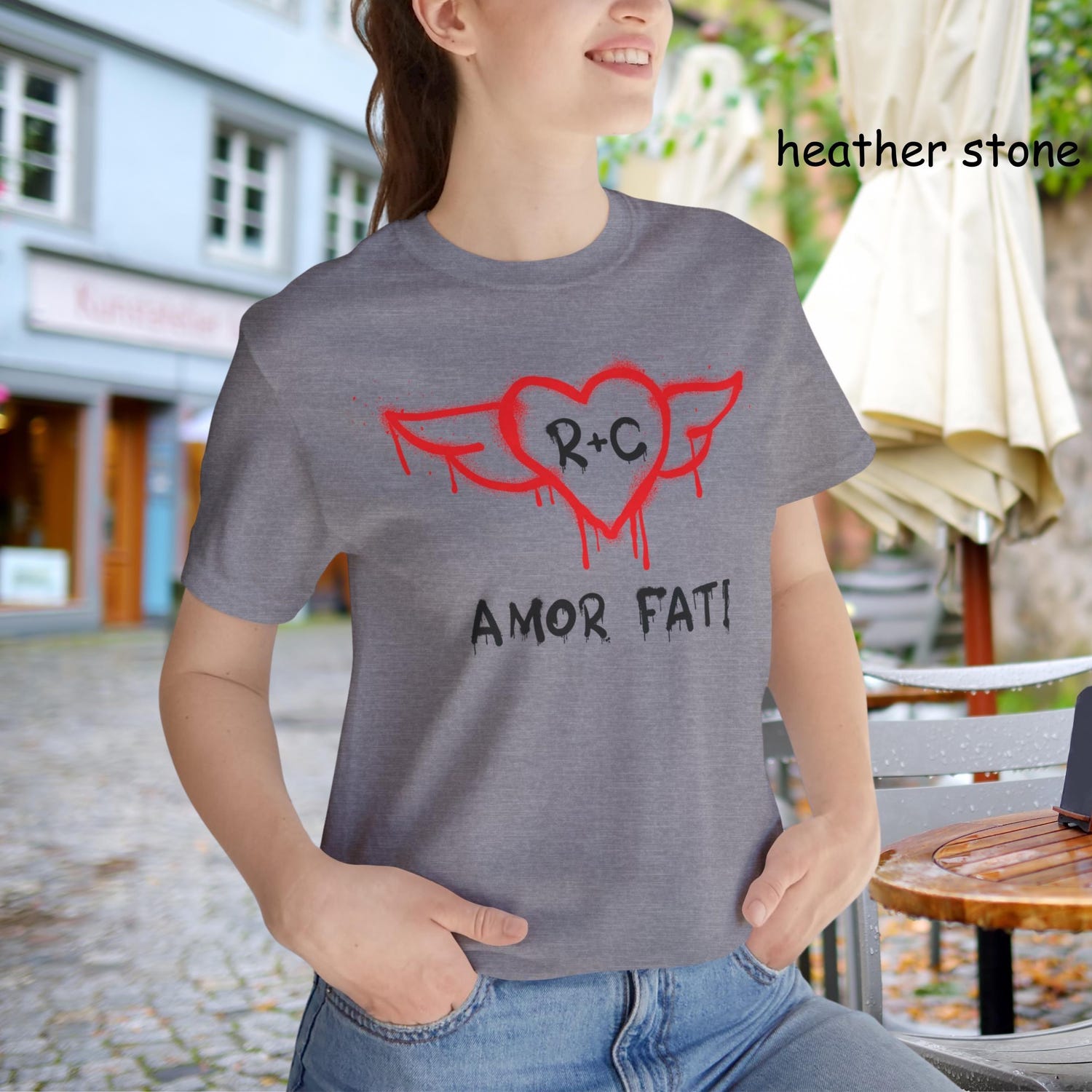 AMOR FATI T Shirt Chelsea and Rick Memorabilia from the Tragic Social Satire White Lotus with Graffiti Winged Heart Novelty Gift for Besties