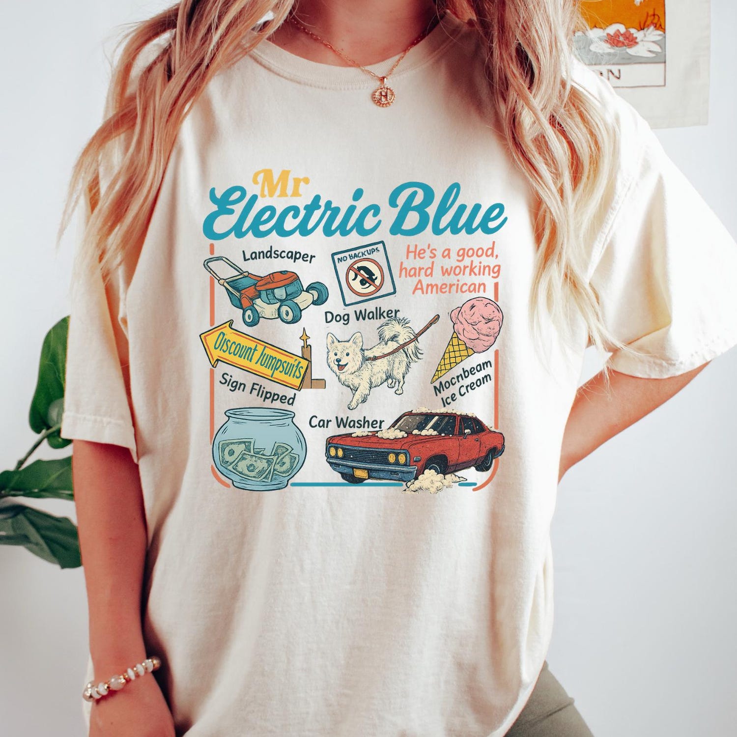 Mr Electric Blue Funny Graphic Shirt Vintage 90s Style Top Trendy Graphic Tee Retro Americana T-Shirt Music Lover Gift Gift for Him Her'4371346886