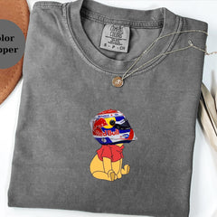 Max Verstappen Racing Helmet Winnie The Pooh Shirt, Funny F1 Fan Crewneck, Cartoon Racer Top, Motorsport Gift, Comfort Colors Unisex Shirt