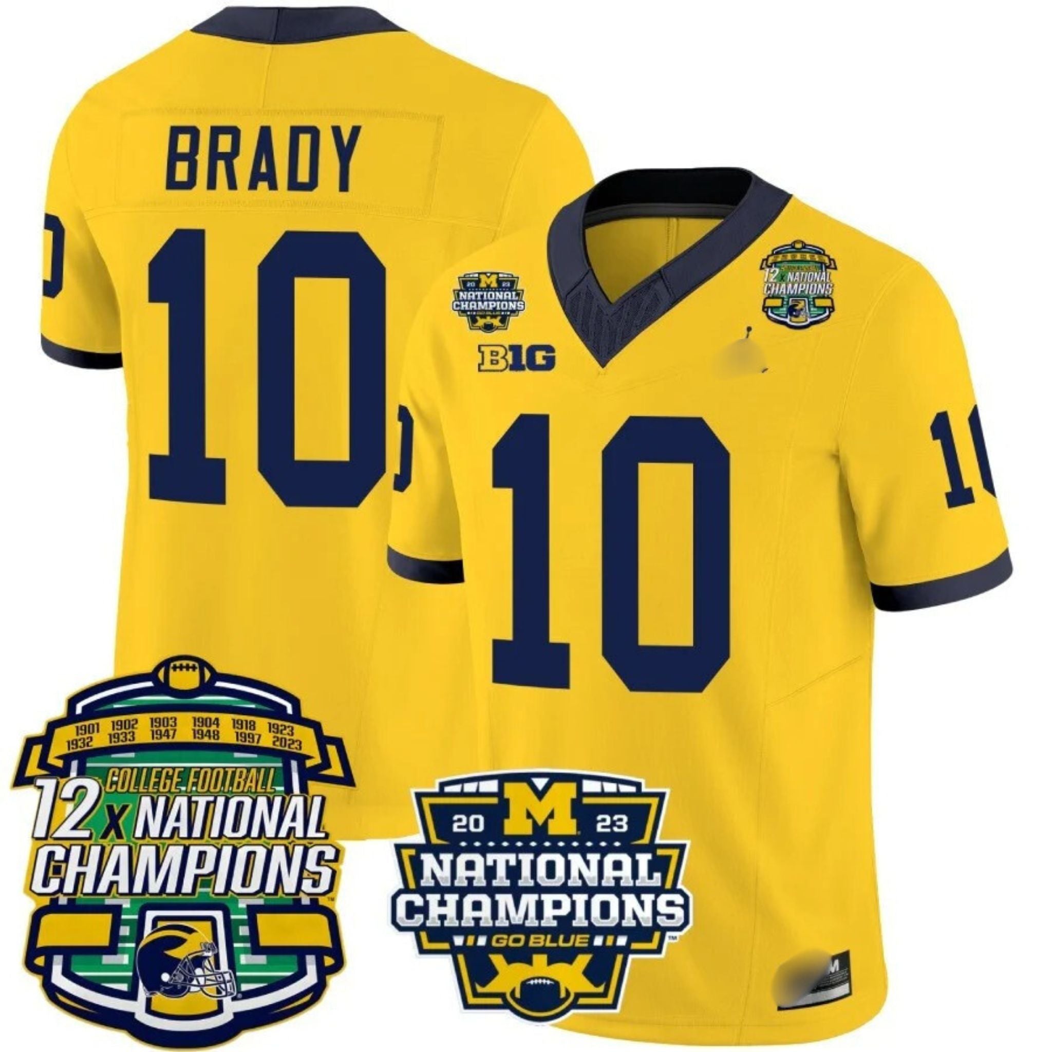 M.Wolverines #10 Tom Brady Corum 12x National Champions Patch Vapor Jersey