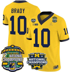M.Wolverines #10 Tom Brady Corum 12x National Champions Patch Vapor Jersey