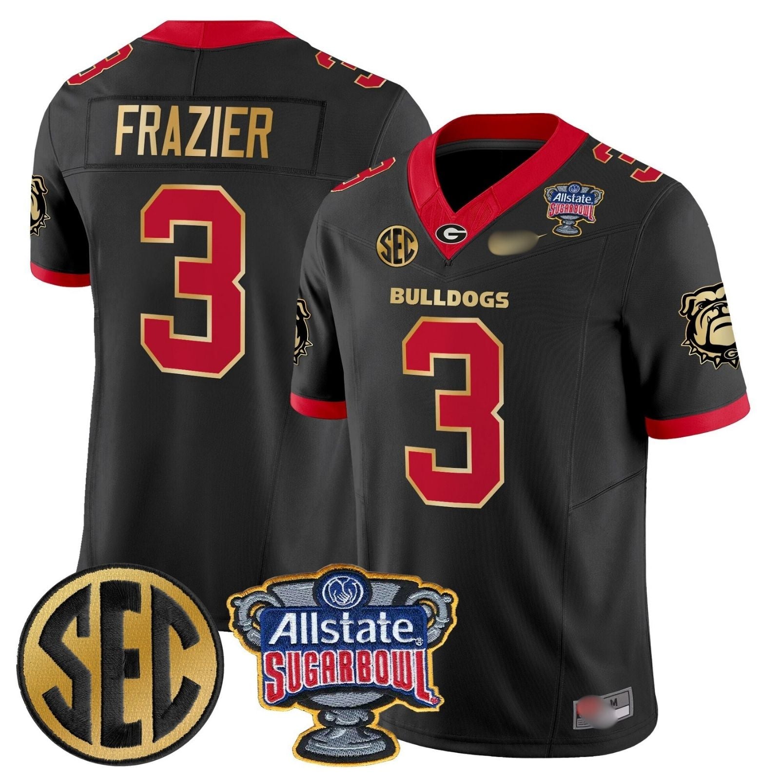G.Bulldogs #3 Nate Frazier Sugar Bowl & SEC Patch Limited Jersey