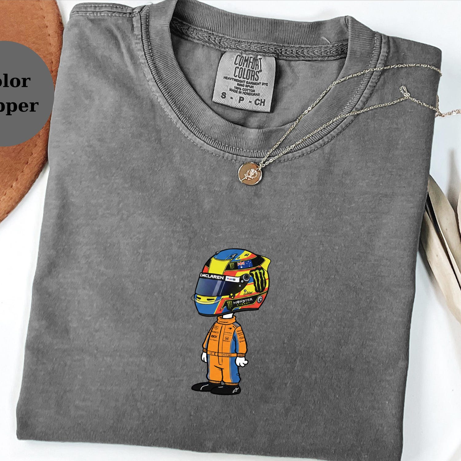 Oscar Piastri Racing Helmet Snoopy Shirt, Funny F1 Fan Crewneck, Cartoon Racer Top, Motorsport Gift, Comfort Colors Unisex Shirt 1