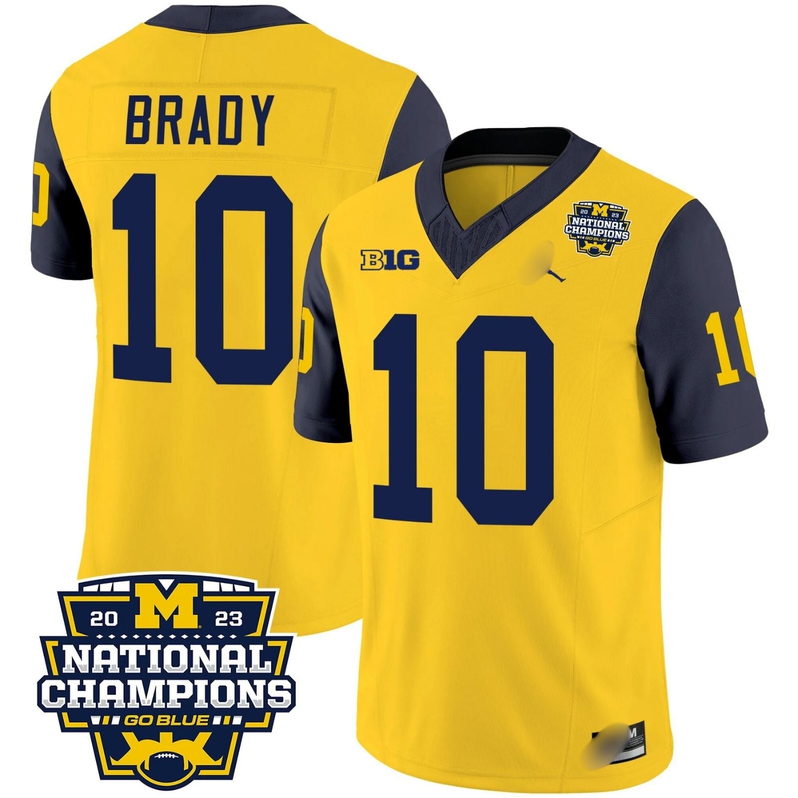 M.Wolverines #10 Tom Brady 2023 National Champions Patch Fan Jersey