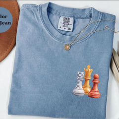 Chess Pieces T-Shirt, Colorful Chess King Queen Rook Pawn Tee