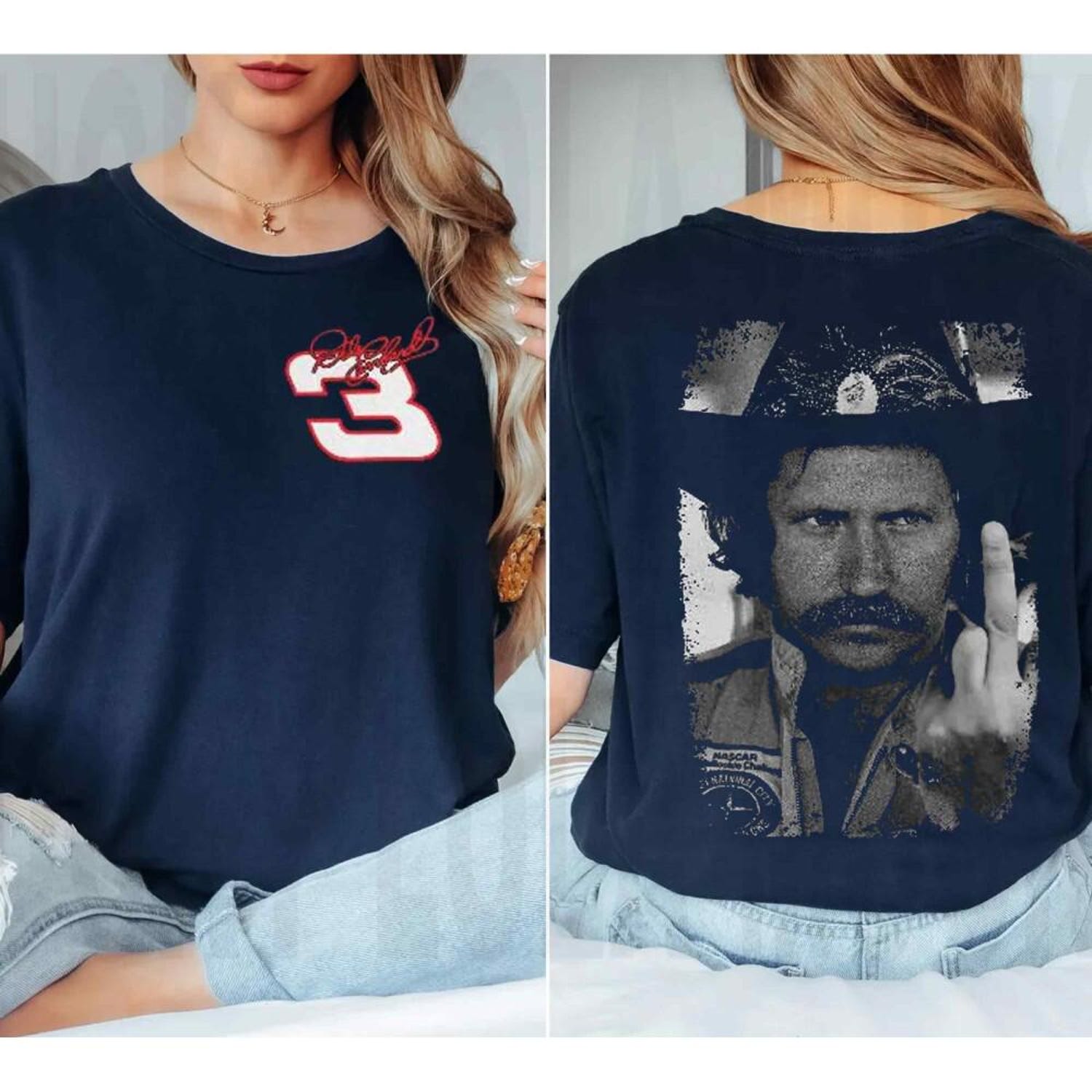 Two Side Dale Earnhardt Middle Finger Shirt,  Racing Fan SweatShirt,  Nascar Shirt, Daytona 500 Shirt, Racing Sport Shirt