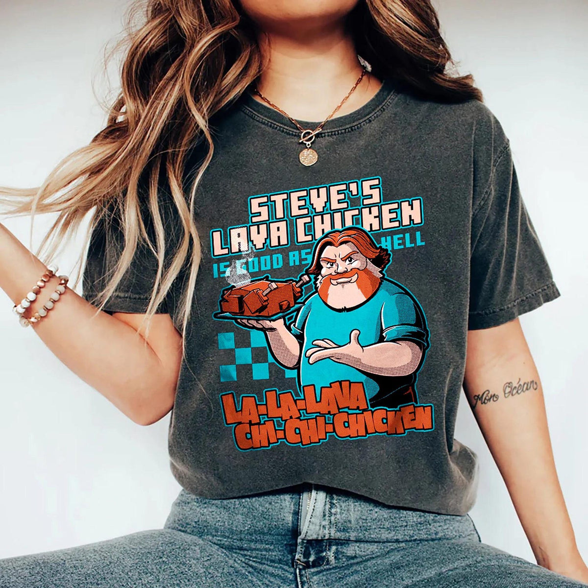 Steves Lava Chicken shirt, MineC movie shirt, Lava Chicken Miners shirt, Steve Pixel Gaming Boys Kids Game, Gift for
