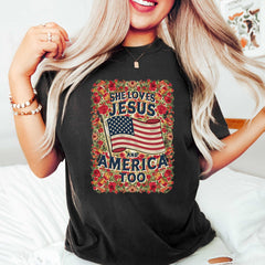 Independence Day Shirt, Christian Shirt, 4th of July Shirt, She Loves Jesus And America Too Shirt, America Retro Shirt, Usa Shirt, USA Flag