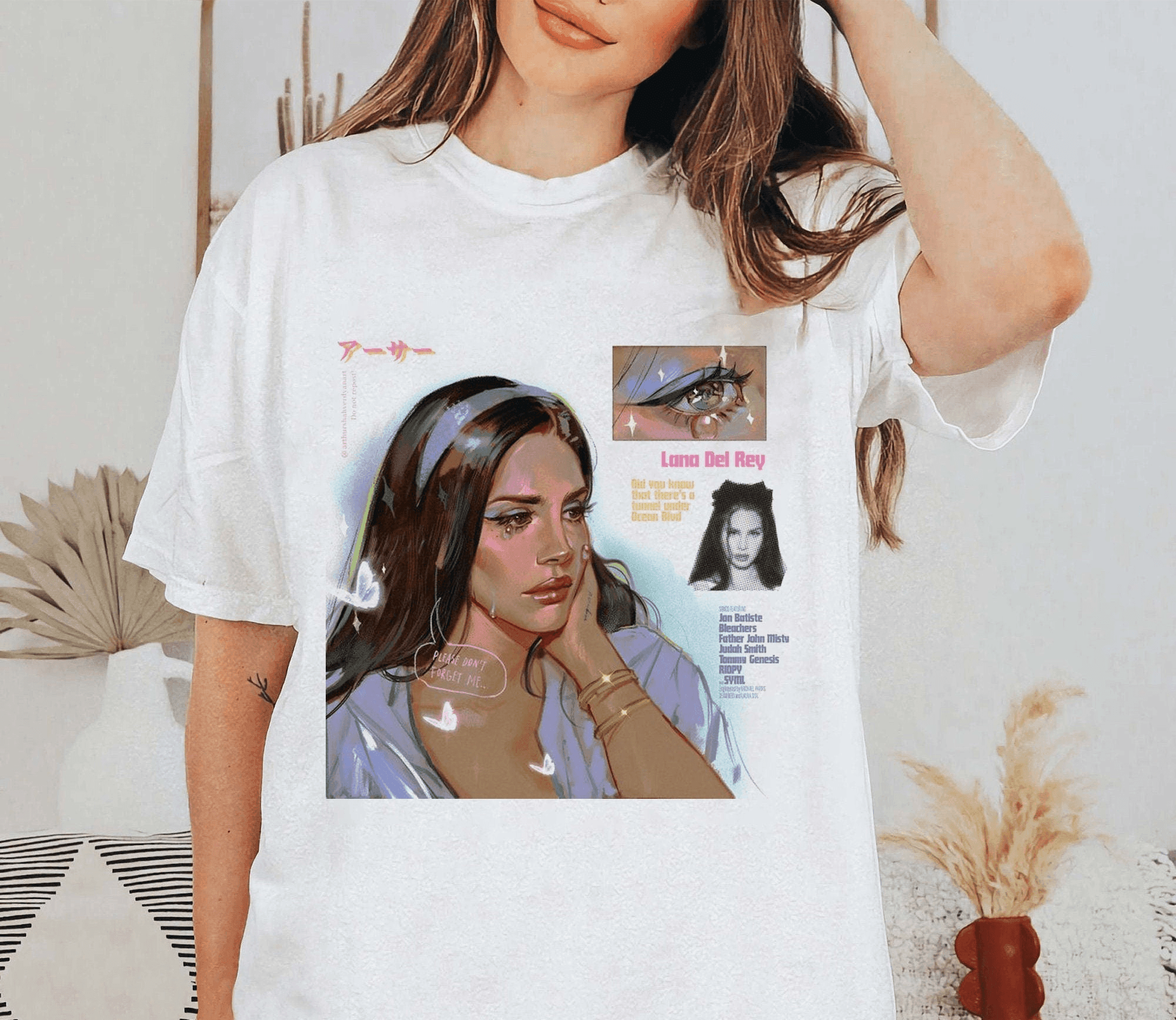 a woman wearing a t - shirt with a picture of a woman on it