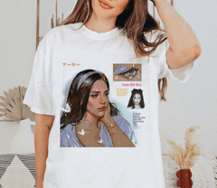 a woman wearing a t - shirt with a picture of a woman on it