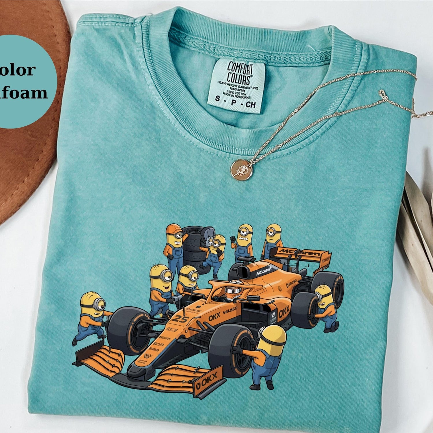 McLaren F1 Minions Pit Crew Shirt, Funny Racing Tee, Formula 1 Fan Gift, Lando Racing Top, Cute Minion Car Tee