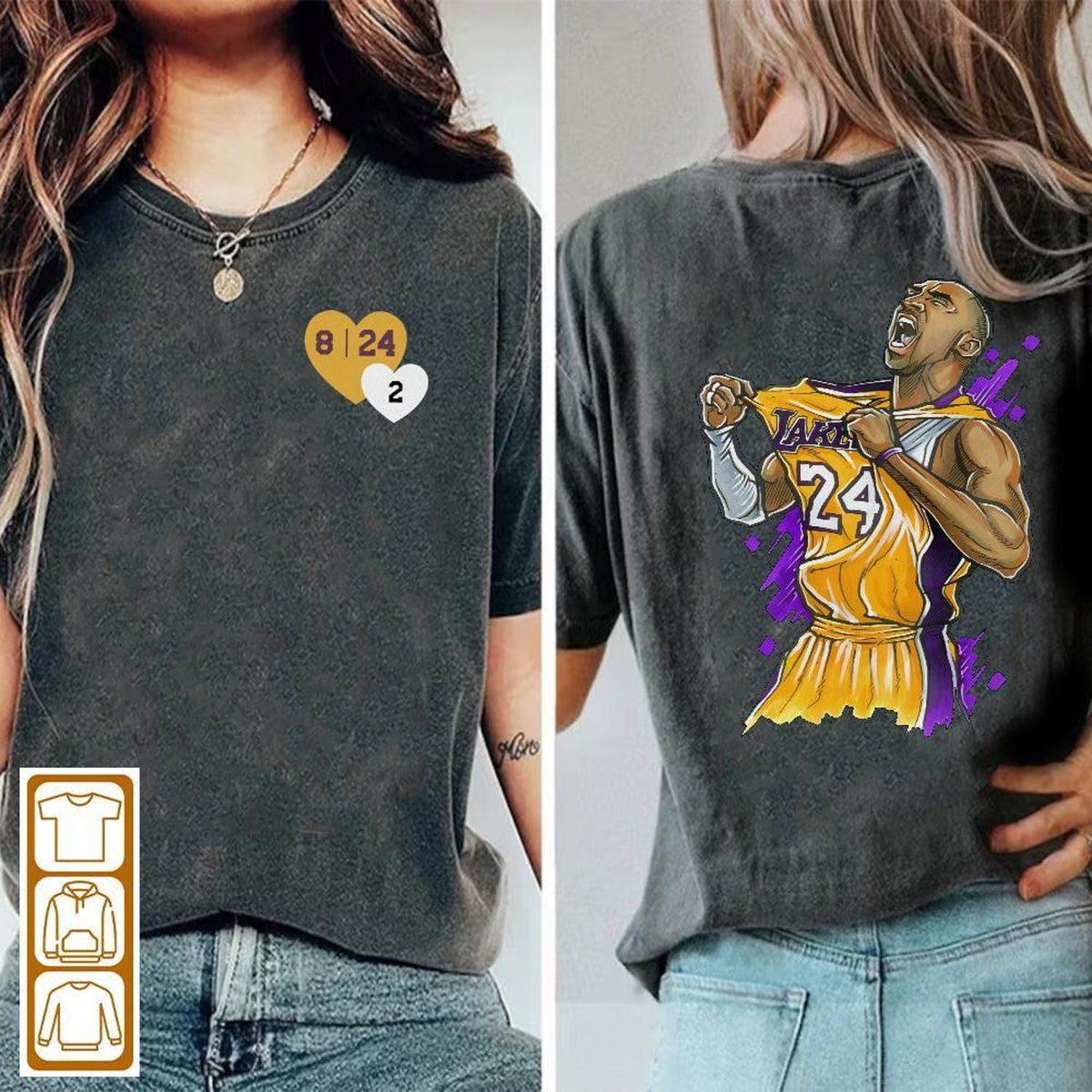 T Shirt New Fashion Kobe Bryant T Shirt Men Casual Hip Hop Top Tees Male Cotton Loose Streetwears 2 Sided Shirt