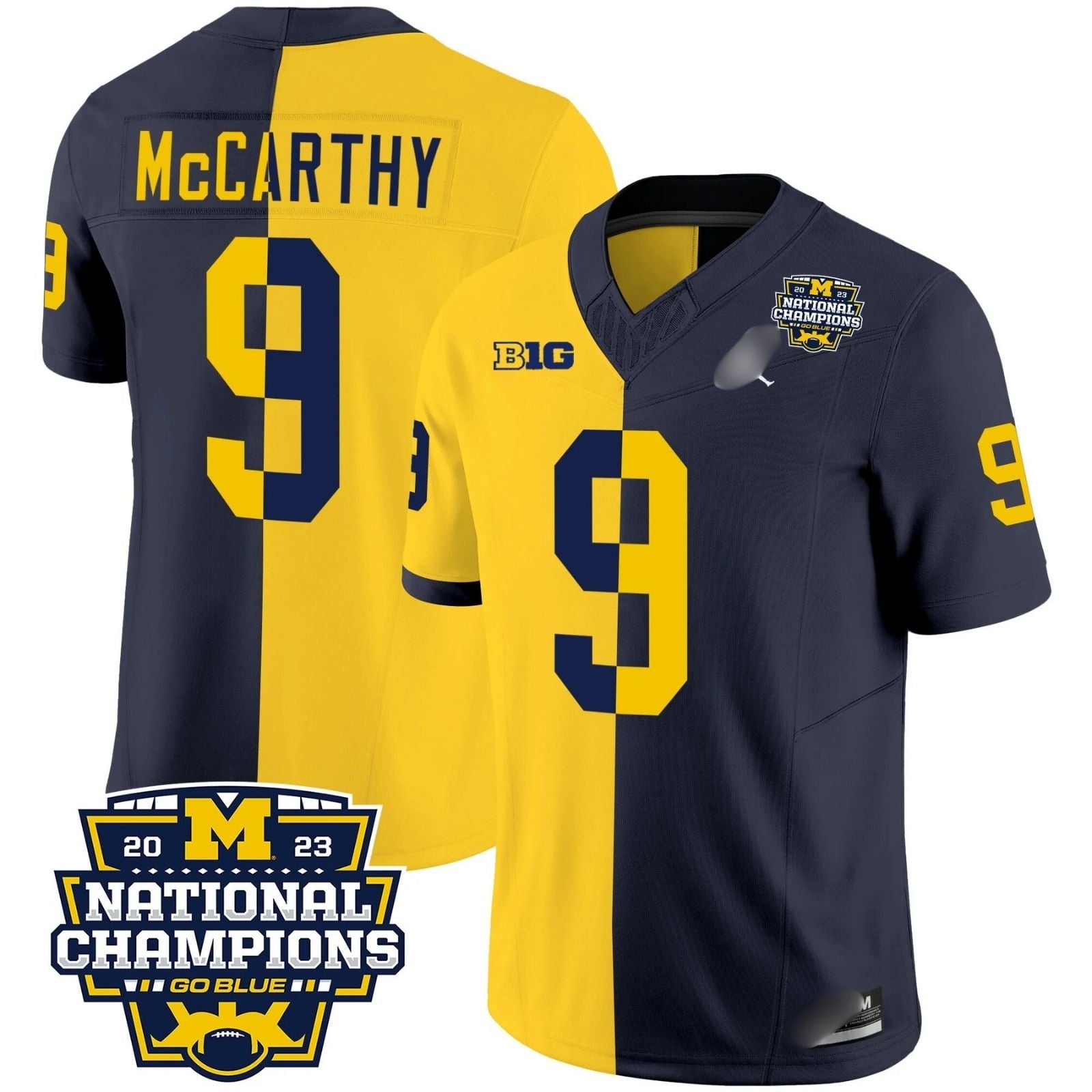 M.Wolverines #9 J. J. McCarthy 2023 National Champions Patch Fan Jersey