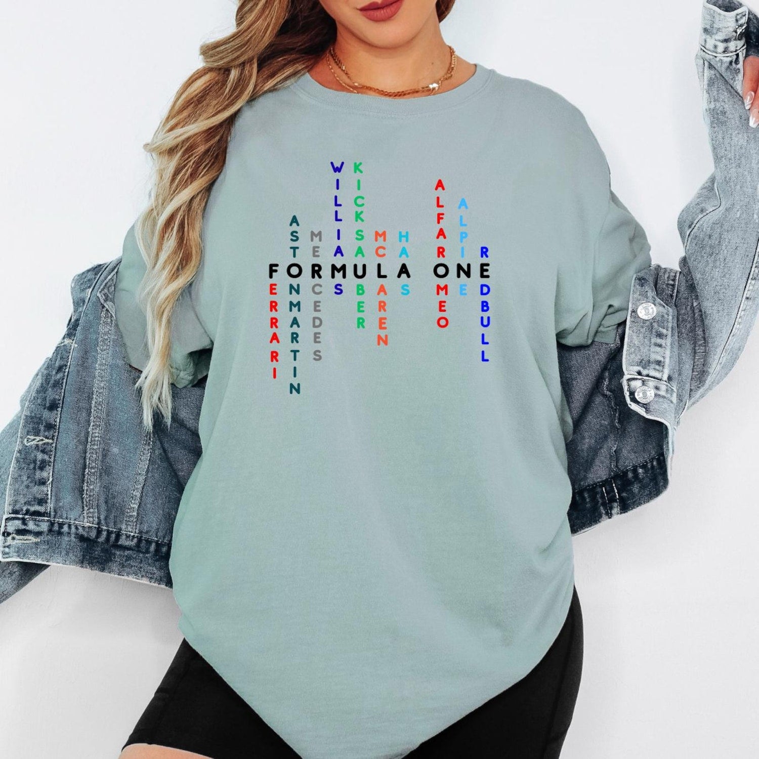 Formula 1 Teams Word Puzzle T-Shirt: Motorsport Racing Graphic Tee