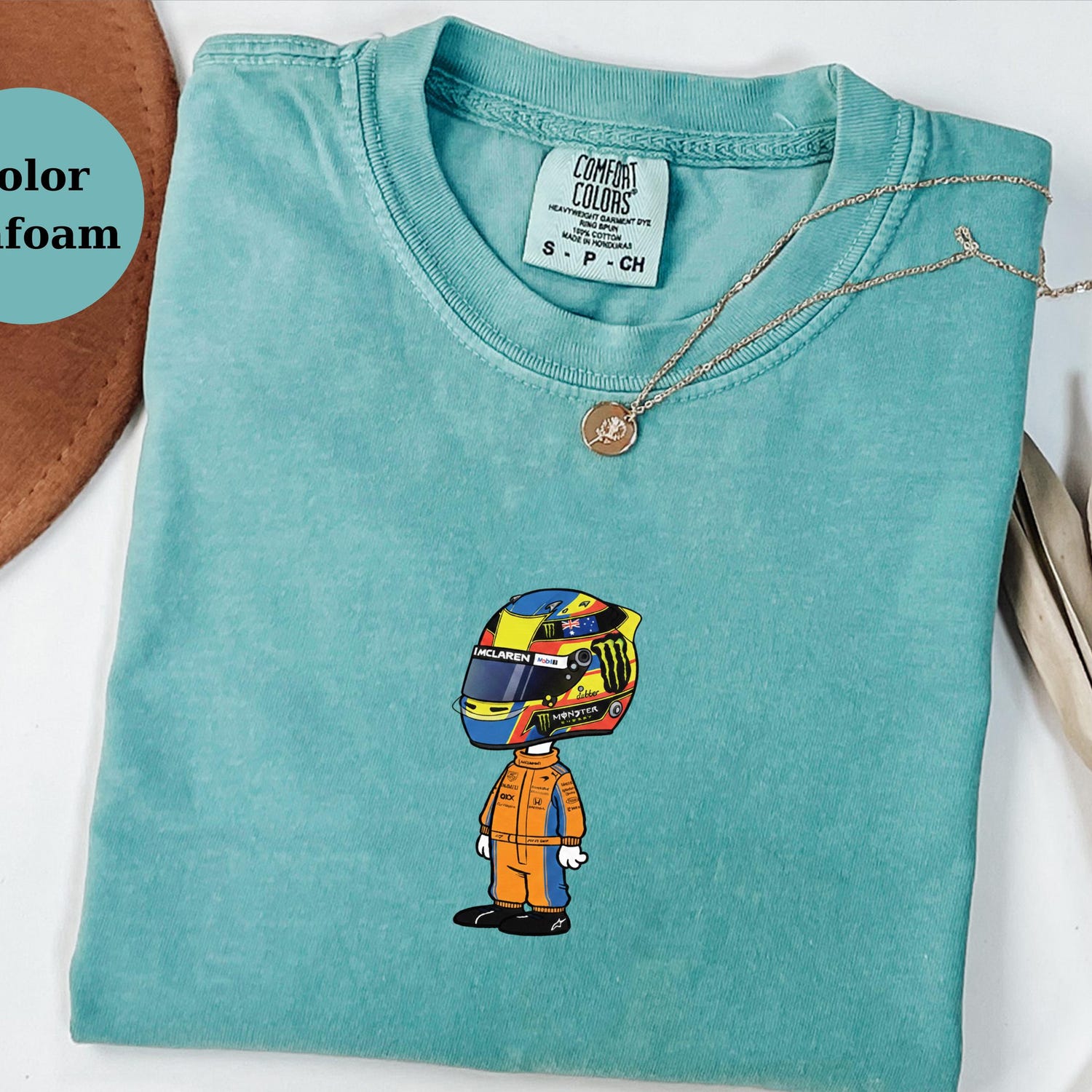 Oscar Piastri Racing Helmet Snoopy Shirt, Funny F1 Fan Crewneck, Cartoon Racer Top, Motorsport Gift, Comfort Colors Unisex Shirt 1