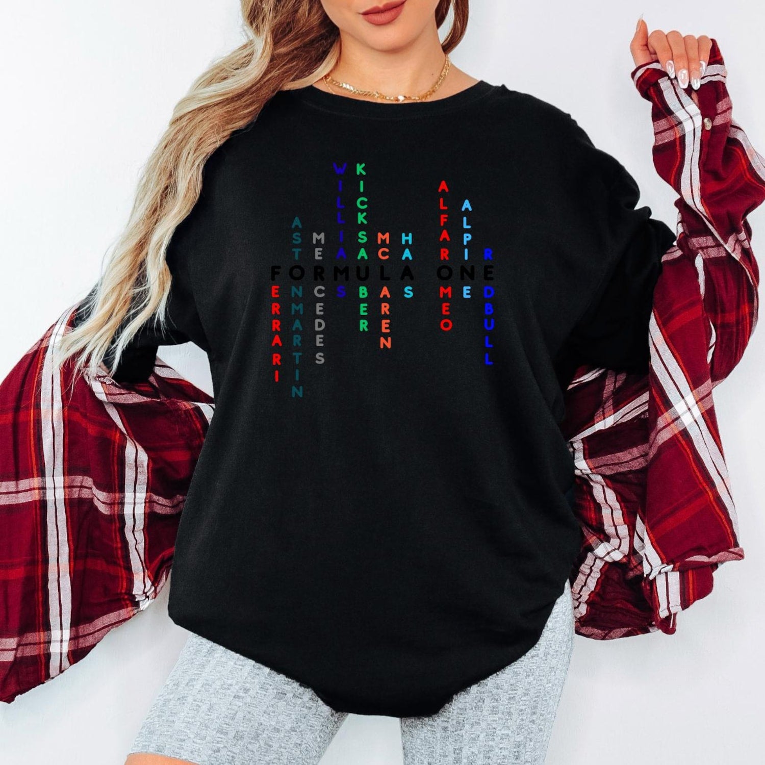 Formula 1 Teams Word Puzzle T-Shirt: Motorsport Racing Graphic Tee