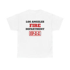 2 sided 9-1-1 Show Firefighter Tee, Unisex Heavy Cotton Tee for Firefighters, Perfect for 9-1-1 Enthusiasts, Bobby Nash, LA Fire
