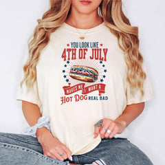 You Look Like 4th Of July Shirt, 4th Of July Hot Dog TShirt, 4th Of July Crewneck, Independence Shirt, Red White And Blue Shirt Gift