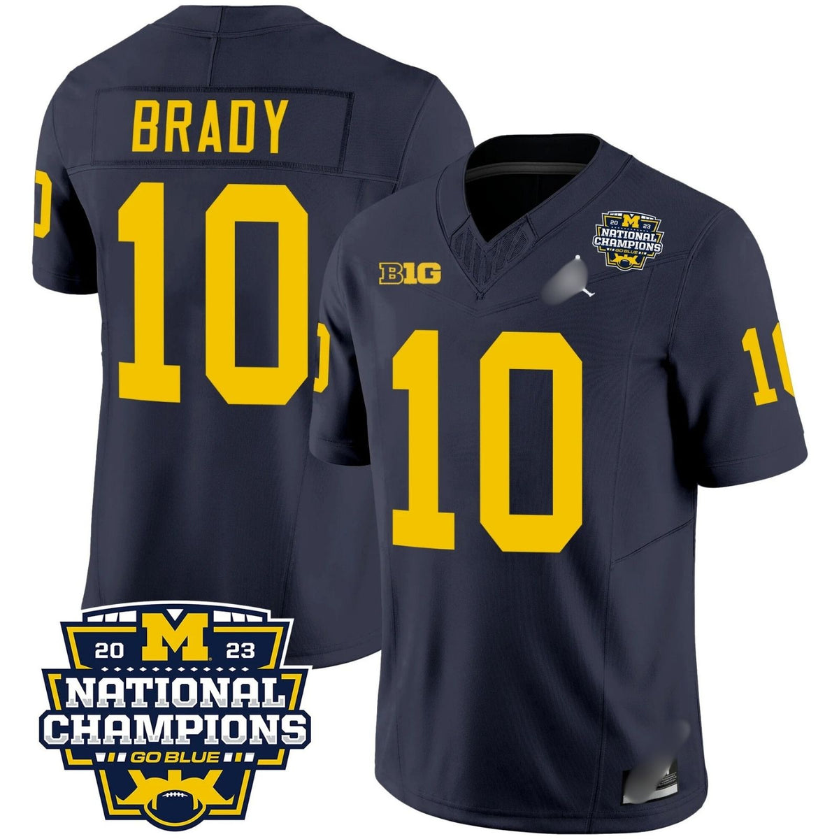 M.Wolverines #10 Tom Brady 2023 National Champions Patch Fan Jersey
