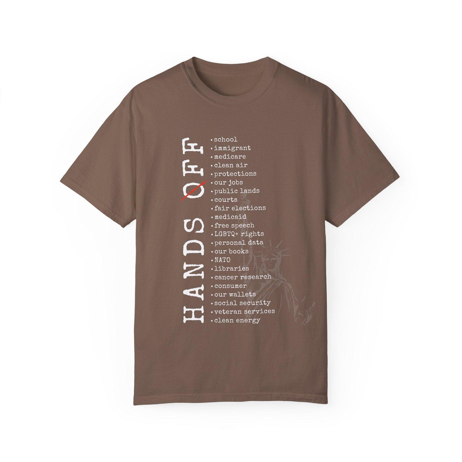 Hands Off Protest T Shirt - Political Activism Tee - Protect Public Lands Medicare Social Security Free Speech Education