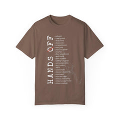 Hands Off Protest T Shirt - Political Activism Tee - Protect Public Lands Medicare Social Security Free Speech Education