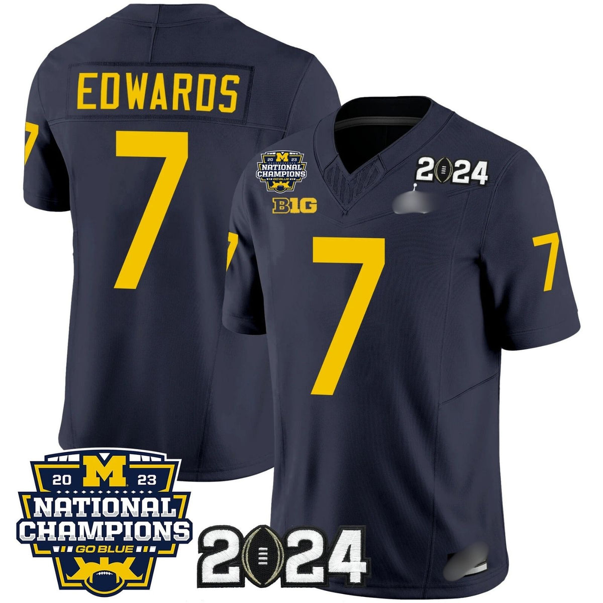 M.Wolverines #7 Donovan Edwards 2024 & National Champions Patch Fan Jersey