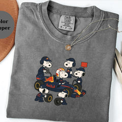 Snoopy Red Bull Pit Crew Shirt, Racing Fan Tee, Formula 1 Mechanic T-Shirt, F1 Race Lover Gift, Motorsport Fan Apparel