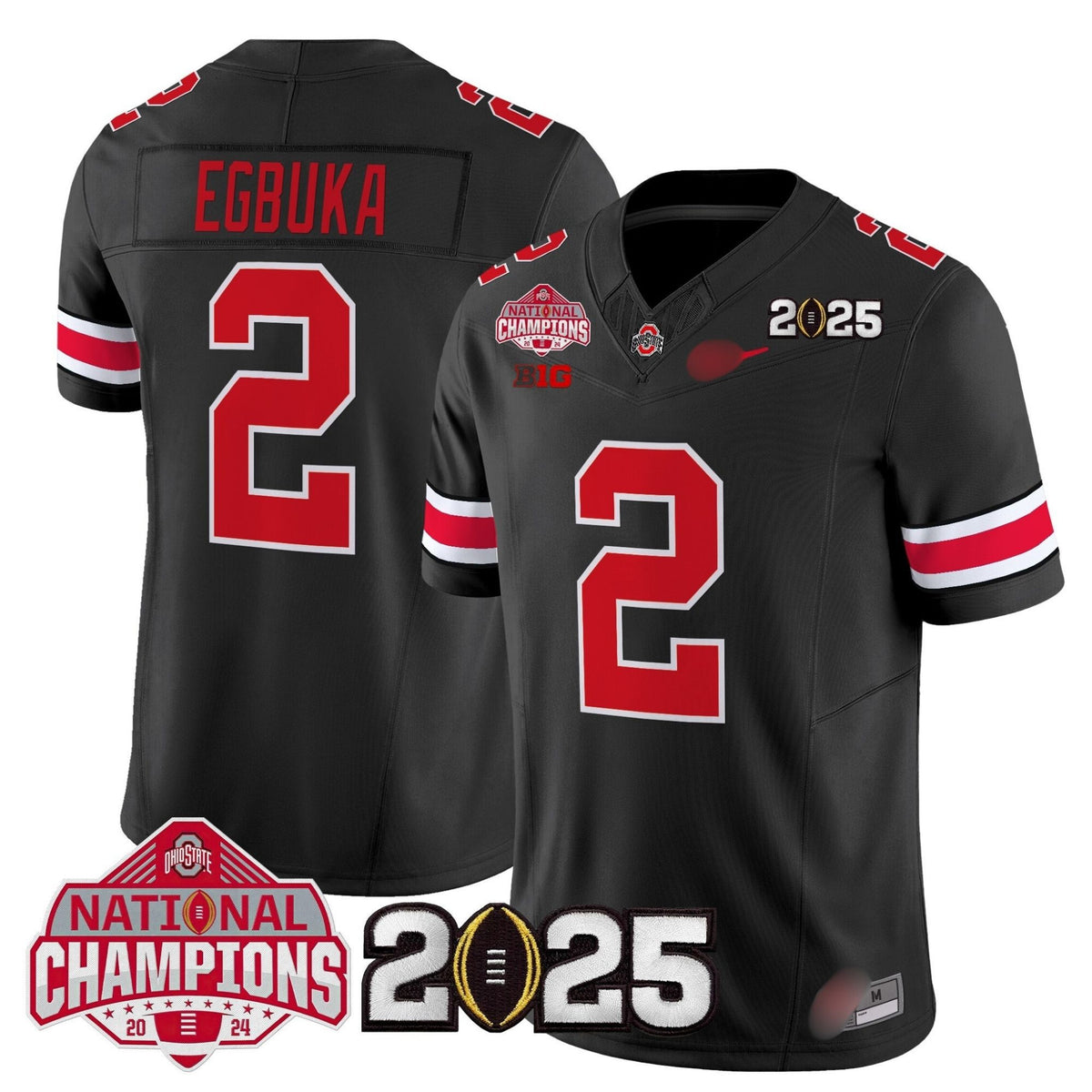 O.S Buckeyes #2 Emeka Egbuka 2025 National Champions Patch Limited Jersey