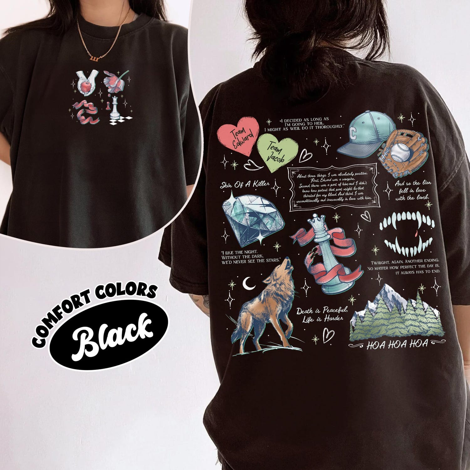 Twilight Inspired Comfort Colors Shirt, Vampire Wolf Romance Shirt, Twilight Saga Fan Apparel, Edward Bella Fan Merch, Gift for Book Lover
